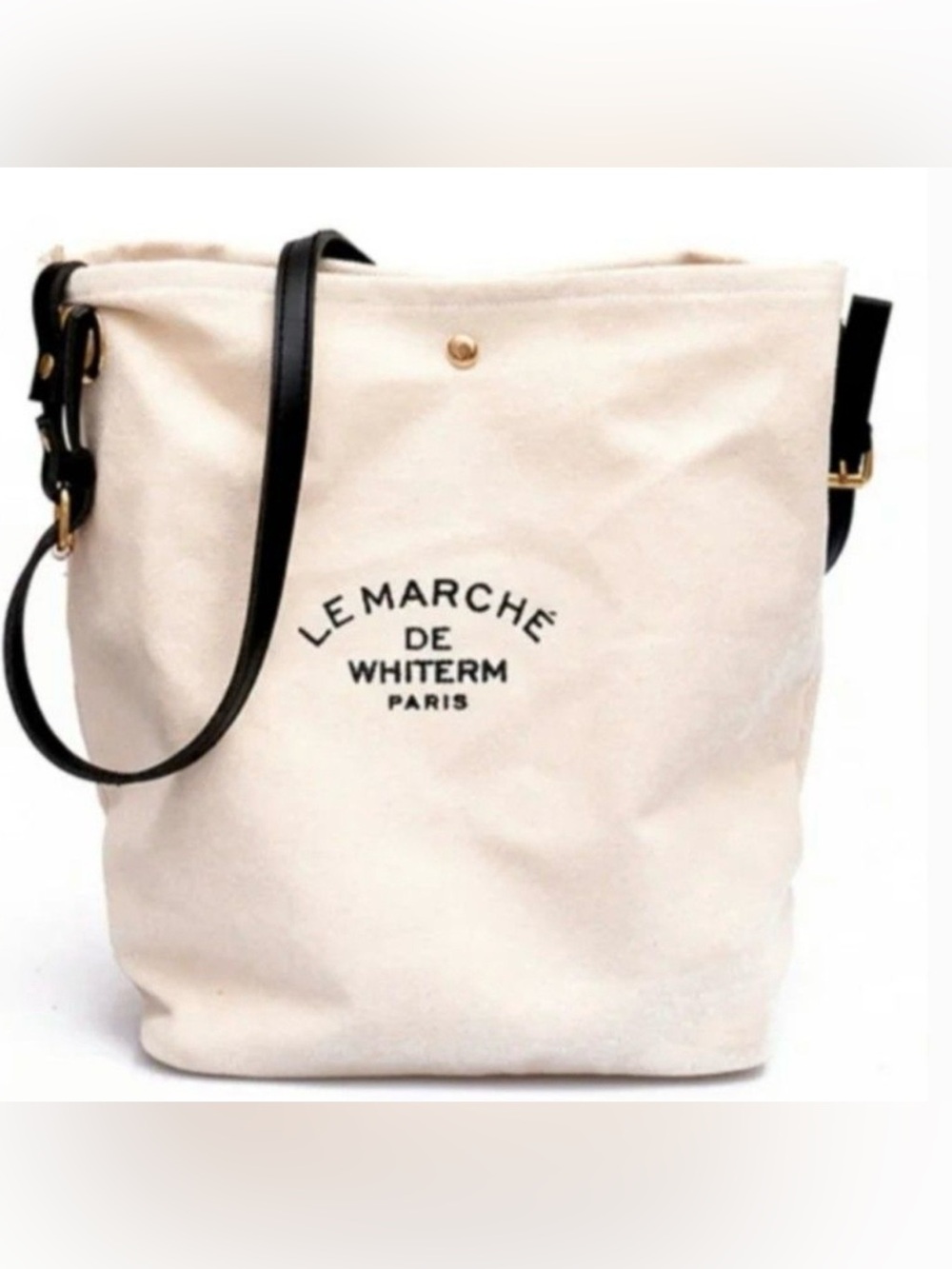 Le Marché Canvas Tote Bag in Cream with Black Strap